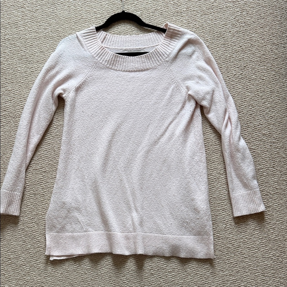 LOFT Soft Blush Boat Neck Tunic Length Sweater Sz S